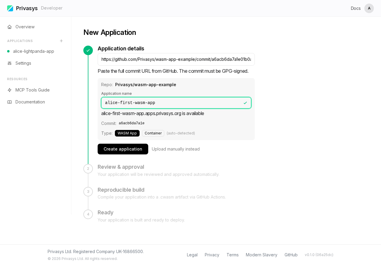 Commit URL pasted and form filled