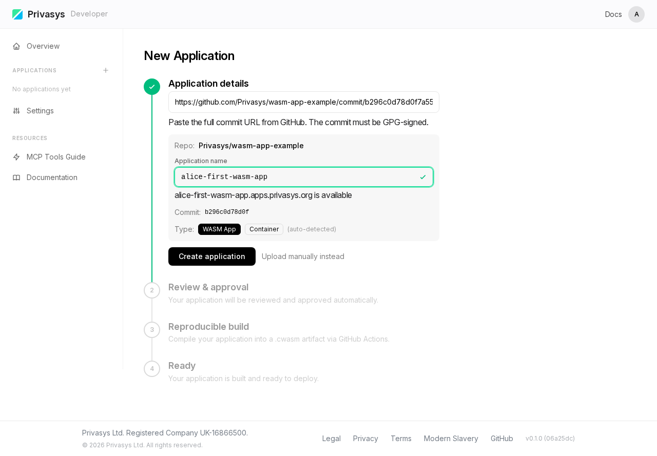 Commit URL pasted and form filled